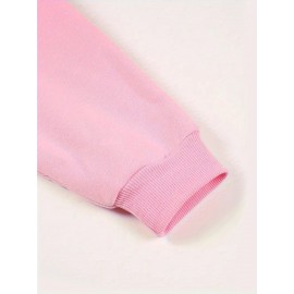 Women'S Casual Sports Fashion Bear Basketball Pattern Crew Neck Sweatshirt Set with Knit Fabric, 100% Polyester Material, Fall/Winter Season, Slight Stretch Fabric, Solid Color Pants - Athletic Loungewear Outfits