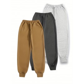 3-Pack Women'S Chicago Letter Print Sweatpants, Elastic Waist Casual Joggers, Polyester Knit, Loose Fit, Pockets, All-Season Sportswear, Adult Sizes