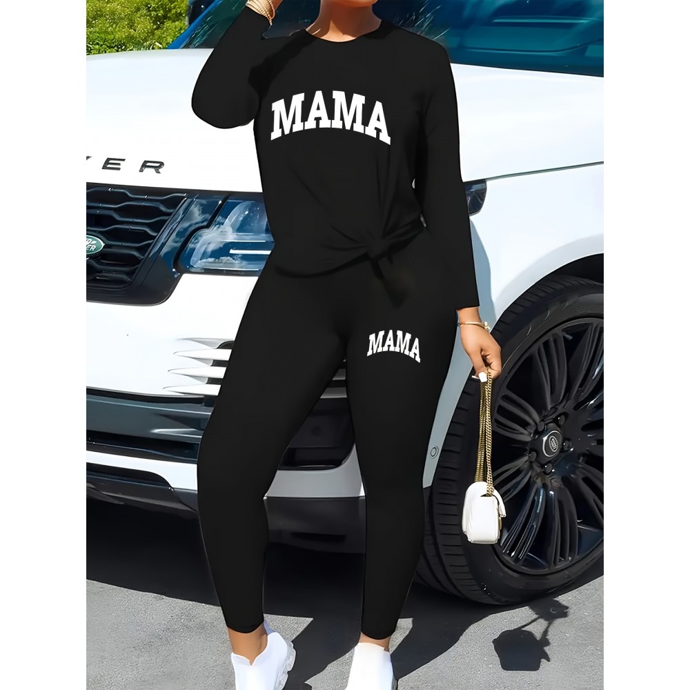 [Casual Two-Piece Set] FLS9300WM23 Women's Casual Two-Piece Set: Soft Stretch Fabric, Black Long Sleeve 