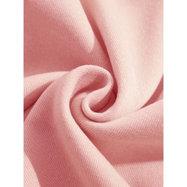 [Cute Sweatshirt] Soft Pink Women's Plus Size Cute Cartoon Character Print Sweatshirt | Miser Brothers & We're Too Much! Graphic, Machine Washable Casual Winter & Autumn Top, Cozy Comfort Clothing, Relaxed Fit Pullover