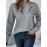 Plus Size, Autumn and Winter New Large Size Women's Button-Decorated Pullover Solid Color Casual Comfortable Long Sleeve Textured Design Sweatshirt