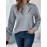 Plus Size, Autumn and Winter New Large Size Women's Button-Decorated Pullover Solid Color Casual Comfortable Long Sleeve Textured Design Sweatshirt