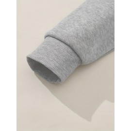 Plus Size Cozy Chic Letter Print Drawstring Hoodie - Soft Warm Fleece Lined Long Sleeve Sweatshirt with Relaxed Fit for Fall & Winter - Women's Comfortable Casual Wear for Everyday