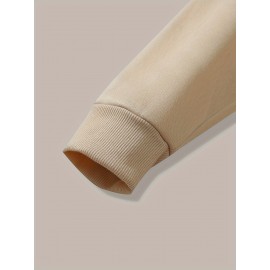 Plus Size Cozy Chic Letter Print Drawstring Hoodie - Soft Warm Fleece Lined Long Sleeve Sweatshirt with Relaxed Fit for Fall & Winter - Women's Comfortable Casual Wear for Everyday