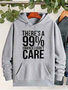 Plus Size Cozy Chic Letter Print Drawstring Hoodie - Soft Warm Fleece Lined Long Sleeve Sweatshirt with Relaxed Fit for Fall & Winter - Women's Comfortable Casual Wear for Everyday